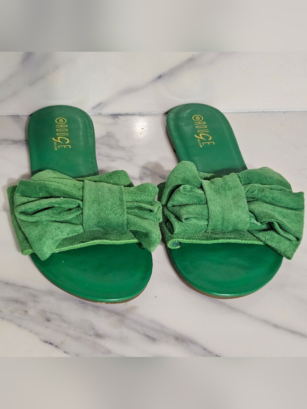 Green Suede Bow Slide - Women - Sz 9